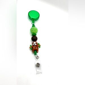 Green and Brown Sloth Badge Holder